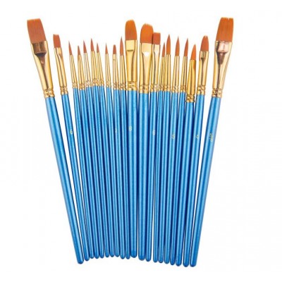 Paint Brush Set 20 pcs Nylon Hair Brushes for Acrylic Oil Watercolor Painting Artist Professional Painting Kits