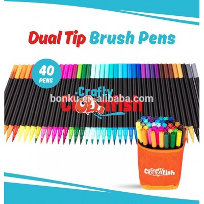 40 Colors PP Box Packing Dual Tip Watercolor Brush Pen With Fineliner pen