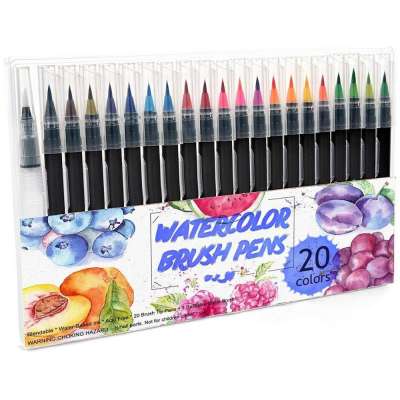 factory sell low price high quality ink 20 color water brush pen marker