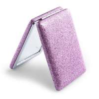 Hot Sale High Quality Fashion Glitter PU Collapsible Mini Compact Makeup Mirror Travel Cosmetic Pocket Hand Mirror